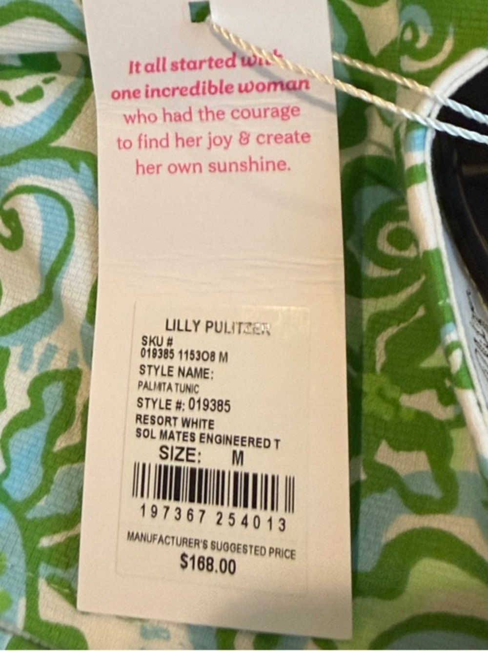 Lilly Pulitzer White Tank with Green Scroll Floral Motif - Picture 2 of 2